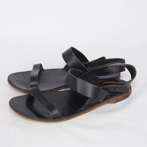 Everlane Black Leather Two Strap Sandals, Size 7 - Picture 5 of 8